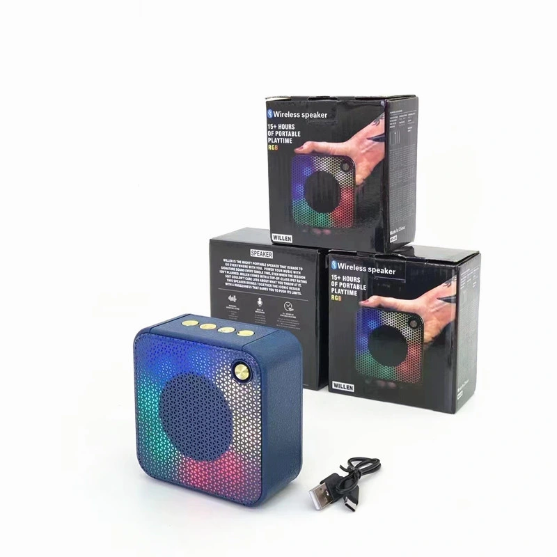 Amazon New Outerdoor Home Portable Gift Wireless Colorful Light Subwoofer Sound Box RGB Cloth Mesh Ipx 4 Waterproof Bluetooth Mini Speaker